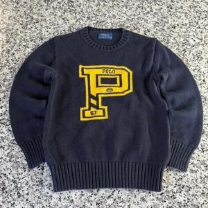 Polo Ralph Lauren Knit Youth Boy's Letterman Varsity Sweater Fits 6 Years